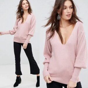 FREE PEOPLE pink Gingersnap puff sleeve sweater